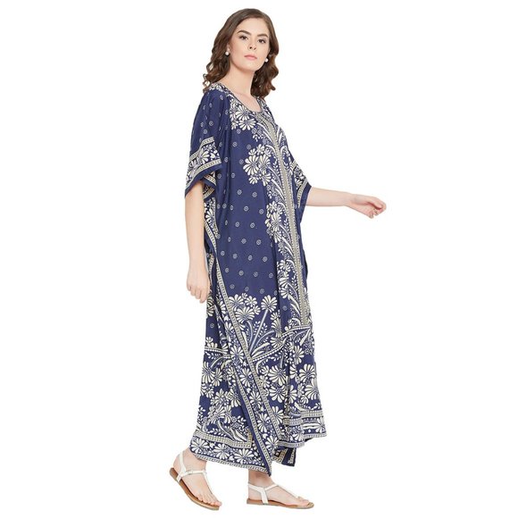 Women Plus Size Loose Caftan Dress Floral Printed Mumu Maxi Dress by Gypsie Blu - Picture 6 of 8